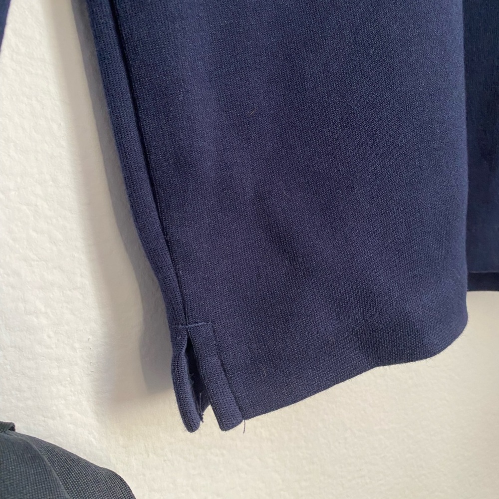 J. Crew • Navy Blue Tie Bell Shaped Long Sleeve Knit Blouse Top - Picture 8 of 16